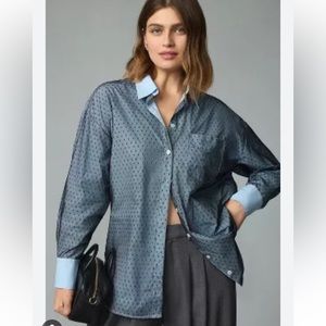 Anthropology Bennet button down w/tulle overlay